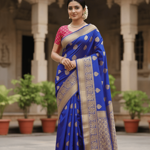 Blue Pure Soft Silk Saree