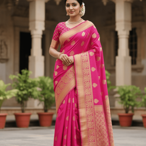 Pink Pure Soft Silk Saree