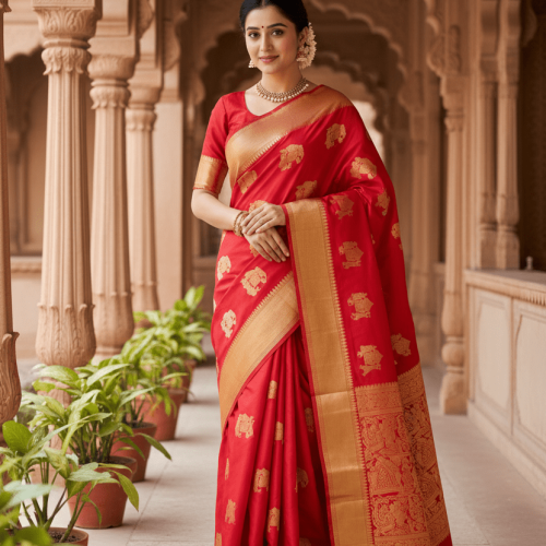 Red Pure Soft Silk Saree